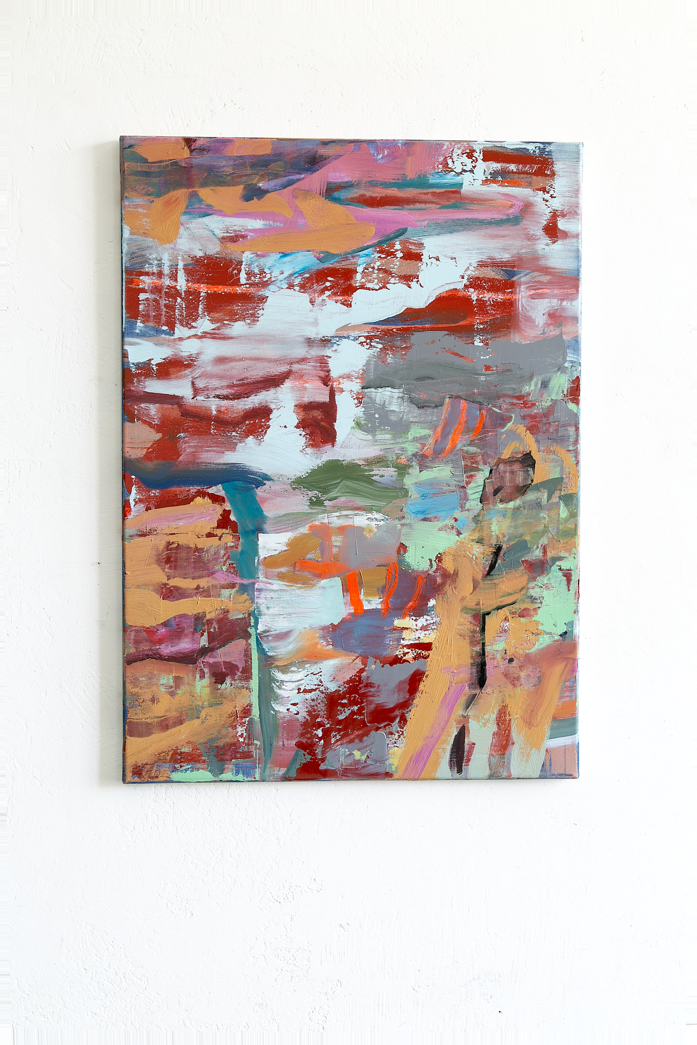 o.T.  Ölfarbe auf Leinwand, 70 x 50 cm. 2025 -, Kalk ist und Kreide. Und Kiesel. Schnee.  Und mehr noch des Weissen. (Paul Celan)  für Carlpeter